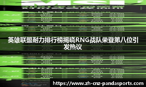 英雄联盟耐力排行榜揭晓RNG战队荣登第八位引发热议